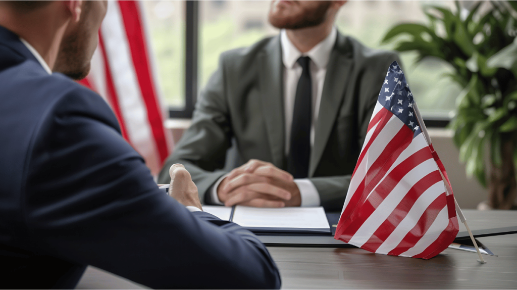 An immigration lawyer meeting